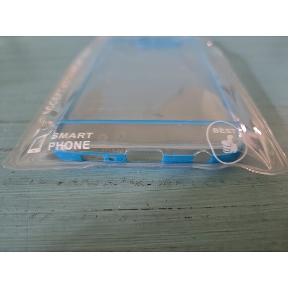 Protective Cover For Samsung Galaxy S6 Edge - Clear Blue Rim New Sealed - Picture 4 of 6